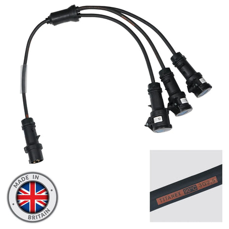 Elumen8 Moulded 3 Way Y Split - 2.5mm 16A Mennekes Connectors