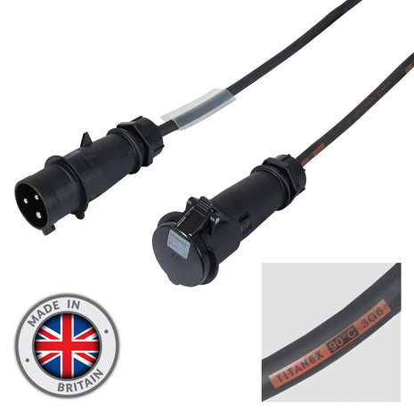 Elumen8 3m 32A Male - 32A Female 1PH 6mm 3C Cable Mennekes