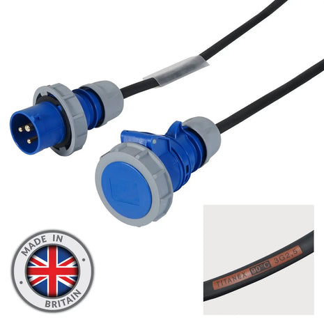 Elumen8 10m 2.5mm IP67 Blue 16A Male - 16A Female Cable