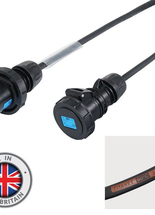 Elumen8 3m 2.5mm IP67 Black 16A Male - 16A Female Cable