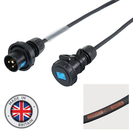 Elumen8 25m 2.5mm IP67 Black 16A Male - 16A Female Cable