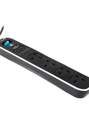 Masterplug 2m 13A Surge Protected 4 Gang with USB SRGLSU42PB-MP