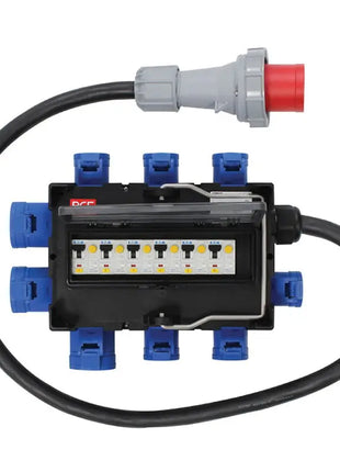 PCE ISCHL Distribution Box 63A 415V In 3 x 32A + 6 x 16A Out (9130023)