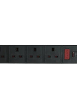 Masterplug 4 Gang 13A HD Mains Socket Black (ELS134B)