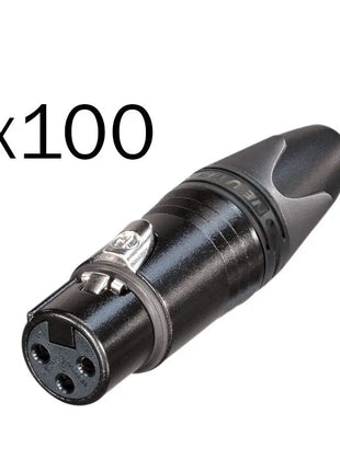 Neutrik XLR 3-Pin Female Socket Black NC3FXX-BAG-D (Pack of 100)