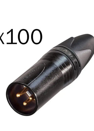 Neutrik XLR 3-Pin Male Plug Black NC3MXX-BAG-D (Pack of 100)
