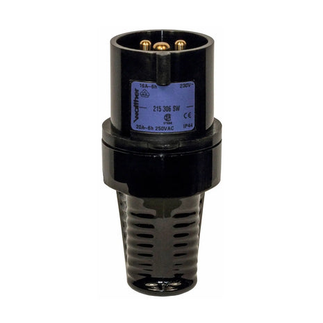 Walther 16A 230V 2P+E Black Plug 215306SW