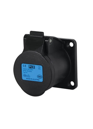 PCE 16A 230V 2P+E Panel Socket Black (313-6F6x)