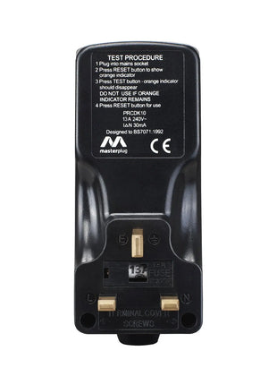 Masterplug Rewireable Plug In RCD 30mA Adaptor (PRCDKB)