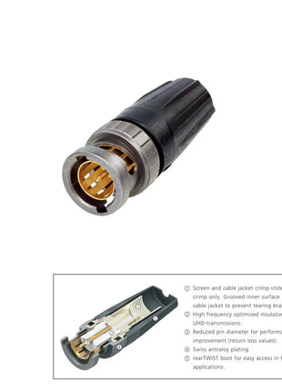 Neutrik BNC Connector UHD rearTWIST (NBNC75BLP7X)