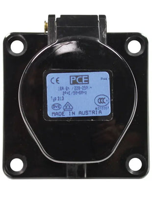 PCE 16A 230V 2P+E Black Panel Socket (313-6X)
