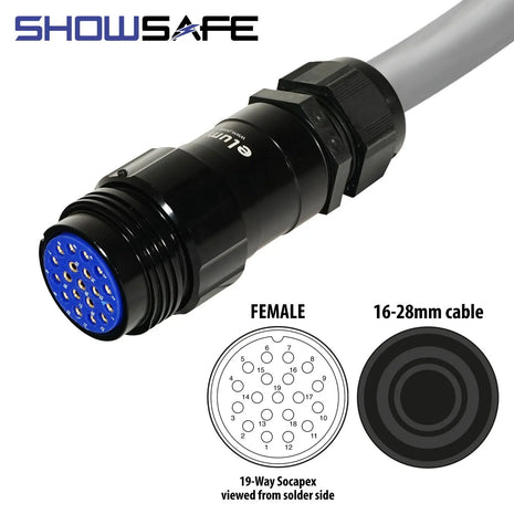 Elumen8 Socapex 19-Pin Line Female Socket 16-28mm Numbered