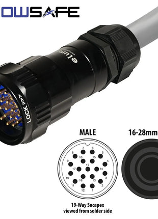 Elumen8 Socapex 19-Pin Line Male Plug 16-28mm Numbered