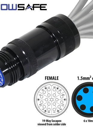 Elumen8 Socapex 19-Pin Line Female Socket 6 x 10mm (1.5mm² cable)