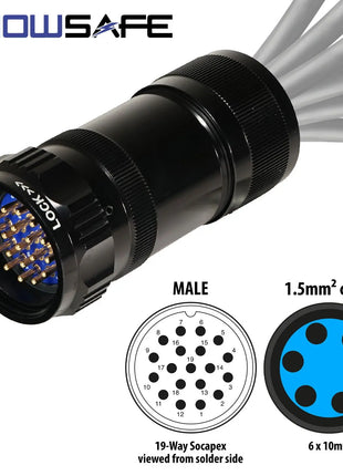 Elumen8 Socapex 19-Pin Line Male Plug 6 x 10mm (1.5mm² cable) Numbered