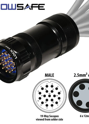 Elumen8 Socapex 19-Pin Line Male Plug 6 x 12mm (2.5mm² cable) Numbered