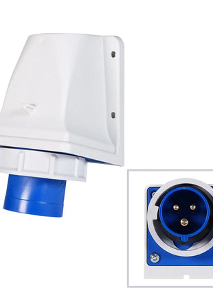 PCE 16A 230V 2P+E IP67 Wall Mount Angled Inlet (5132-6k)