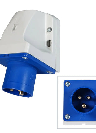 PCE 16A 230V 2P+E Wall Mount Angled Inlet (513-6)