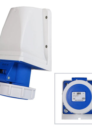 PCE 16A 230V 2P+E IP67 Wall Mount Angled Socket (1132-6)