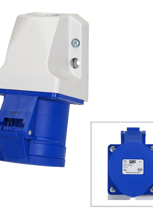 PCE 32A 230V 2P+E Wall Mount Angled Socket (123-6K)