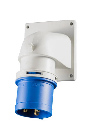 PCE 32A 230V 2P+E Flanged Angled Inlet 77723-6