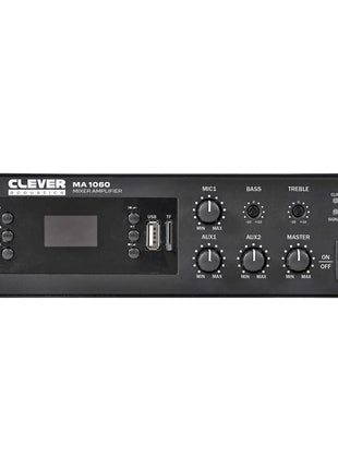 Clever Acoustics MA1060 60W 100V Mixer Amplifier with MP3 Bluetooth and FM Radio