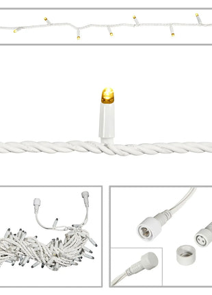  White Rubber Connectable Dimmable LED String Lights Warm White 10m