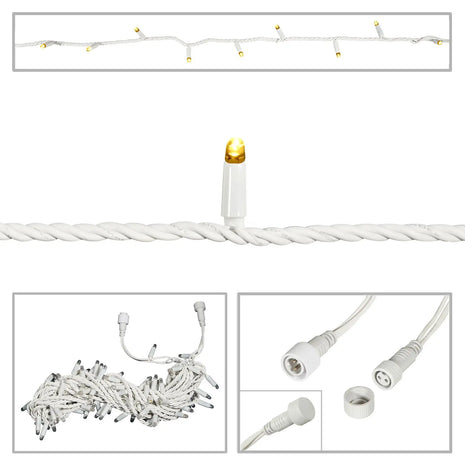  White Rubber Connectable Dimmable LED String Lights Warm White 10m