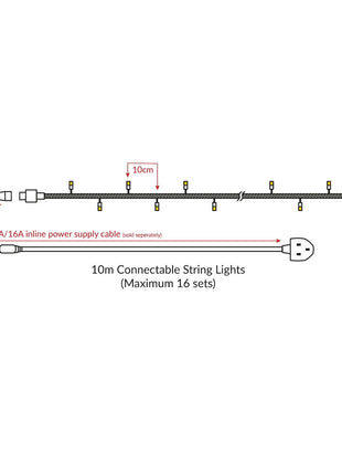  Rubber Connectable Dimmable LED String Lights Pink 10m