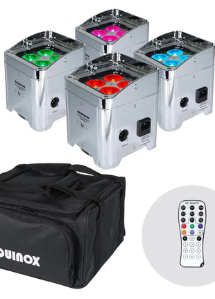 Equinox Colour Raider Lithium Battery Uplighter Pack (Chrome Housing)