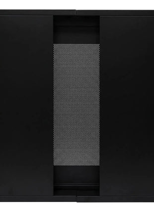 Equinox Event Booth (Black) collapsed / folded mesh showing on a white background