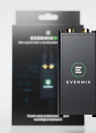 Evermix Box5 audio interface with packaging in the background
