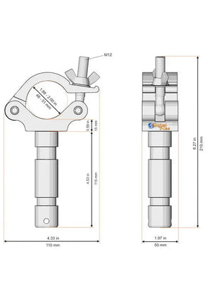 Global Truss 50mm Half Coupler with 28mm Spigot (Big Ben) (822)