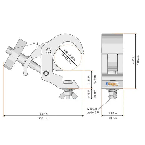 Global Truss Self Locking Easy Clamp 50mm Wide Black (5073-50B)