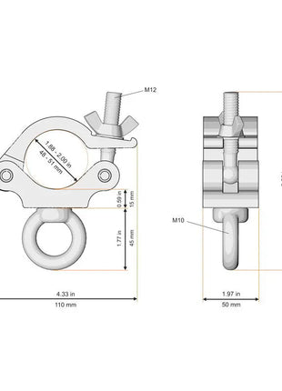Global Truss Coupler with Eye Nut Silver (5033)