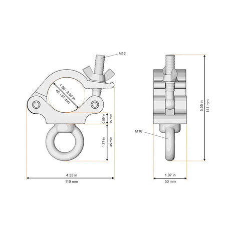 Global Truss Coupler with Eye Nut Black (5033-B)