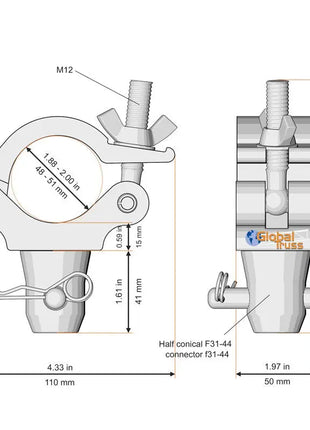 Global Truss Half Coupler to Standard Half Conical for F31/F32/F33/F34 (5034)