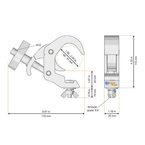 Global Truss Self Locking Easy Clamp Black (5073-1B)