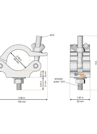 Global Truss Half Coupler 60mmØ Silver (828-60)