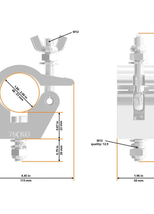  Heavy Duty Half Coupler Hex Head Bolt Silver (8123)