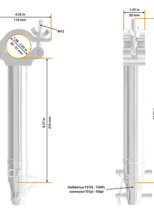 Global Truss 210mm PL Half Coupler Spacer (5055PL)
