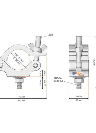 Global Truss Half Coupler Outdoor Black (823OUTDOOR-B)