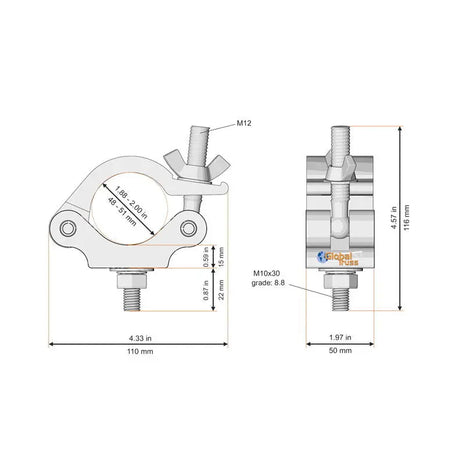 Global Truss Half Coupler Outdoor Black (823OUTDOOR-B)