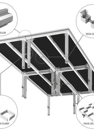Global Truss GT Stage Deck Four Leg Clamp - 60mm Legs
