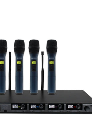 W Audio DQM 600H Quad Handheld UHF Radio Microphone System (606Mhz-614Mhz)