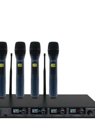 W Audio DQM 800H Quad Handheld UHF Radio Microphone System (823Mhz-865Mhz)