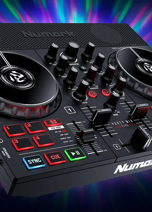 Numark Party Mix Live | Compact DJ Controller with Built-in Speakers Numark