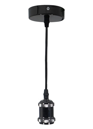 Prolite E27 Pendant Kit - Black Chrome with Black Fabric Cord