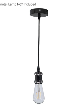 Prolite E27 Pendant Kit - Black Chrome with Black Fabric Cord