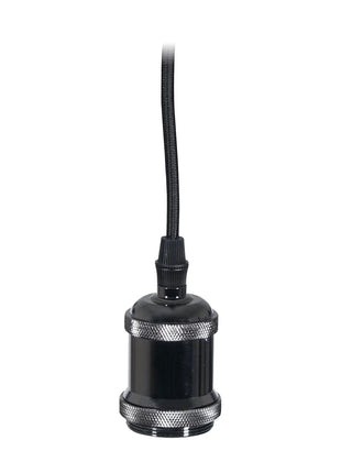 Prolite E27 Pendant Kit - Black Chrome with Black Fabric Cord